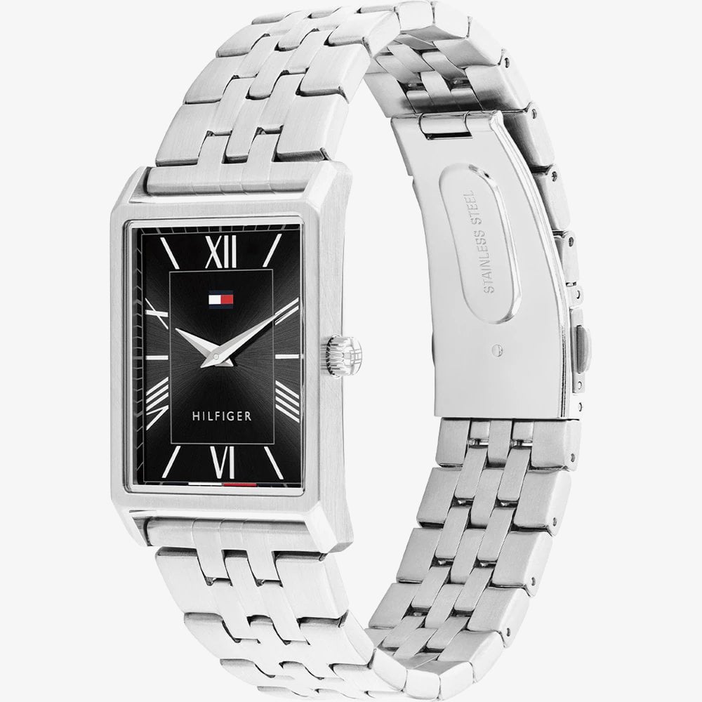 Tommy Hilfiger Mens Ben Rectangle Black Dial Bracelet Watch 1710773