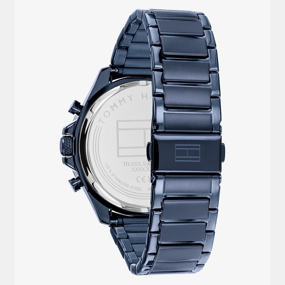 Tommy Hilfiger Mens Clark Blue Skeleton Dial Bracelet Watch 1792288