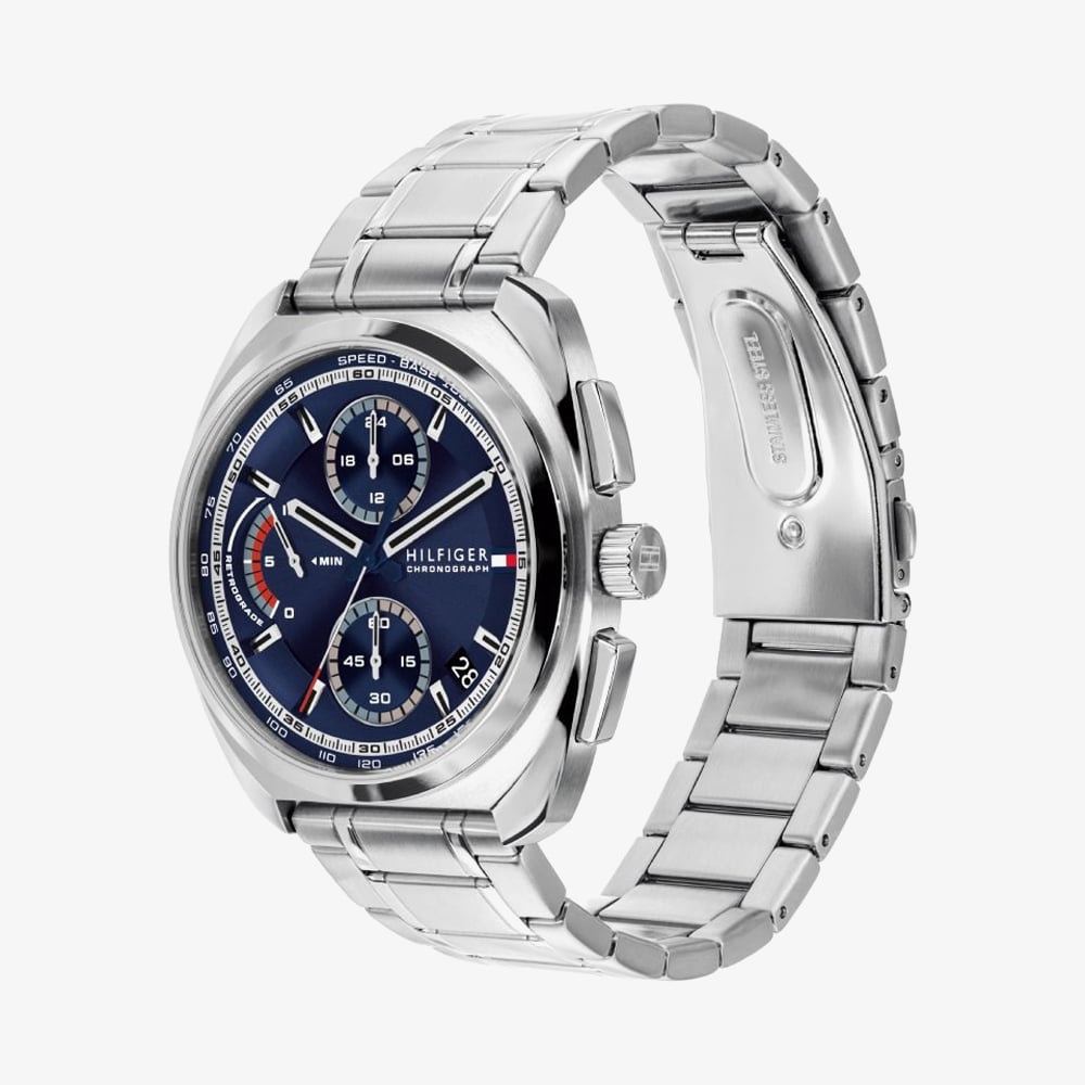 Tommy Hilfiger Mens Cole Chronograph Blue Dial Bracelet Watch 1792273