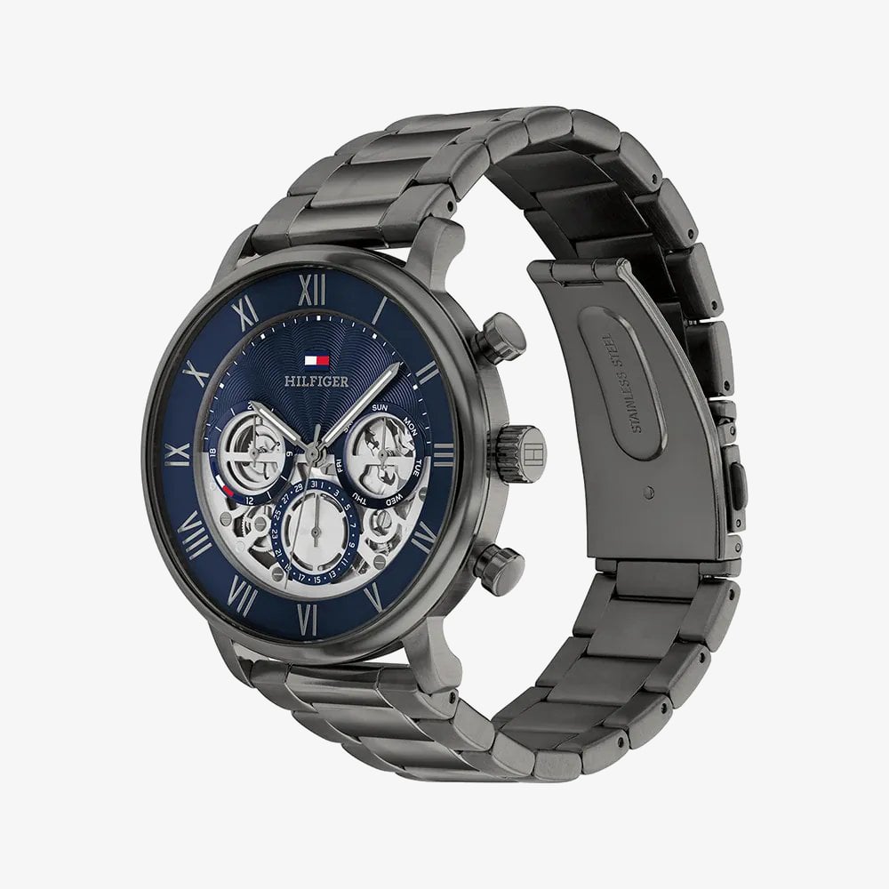 Tommy Hilfiger Mens Legend Half Skeleton Dial Bracelet Watch 1710707