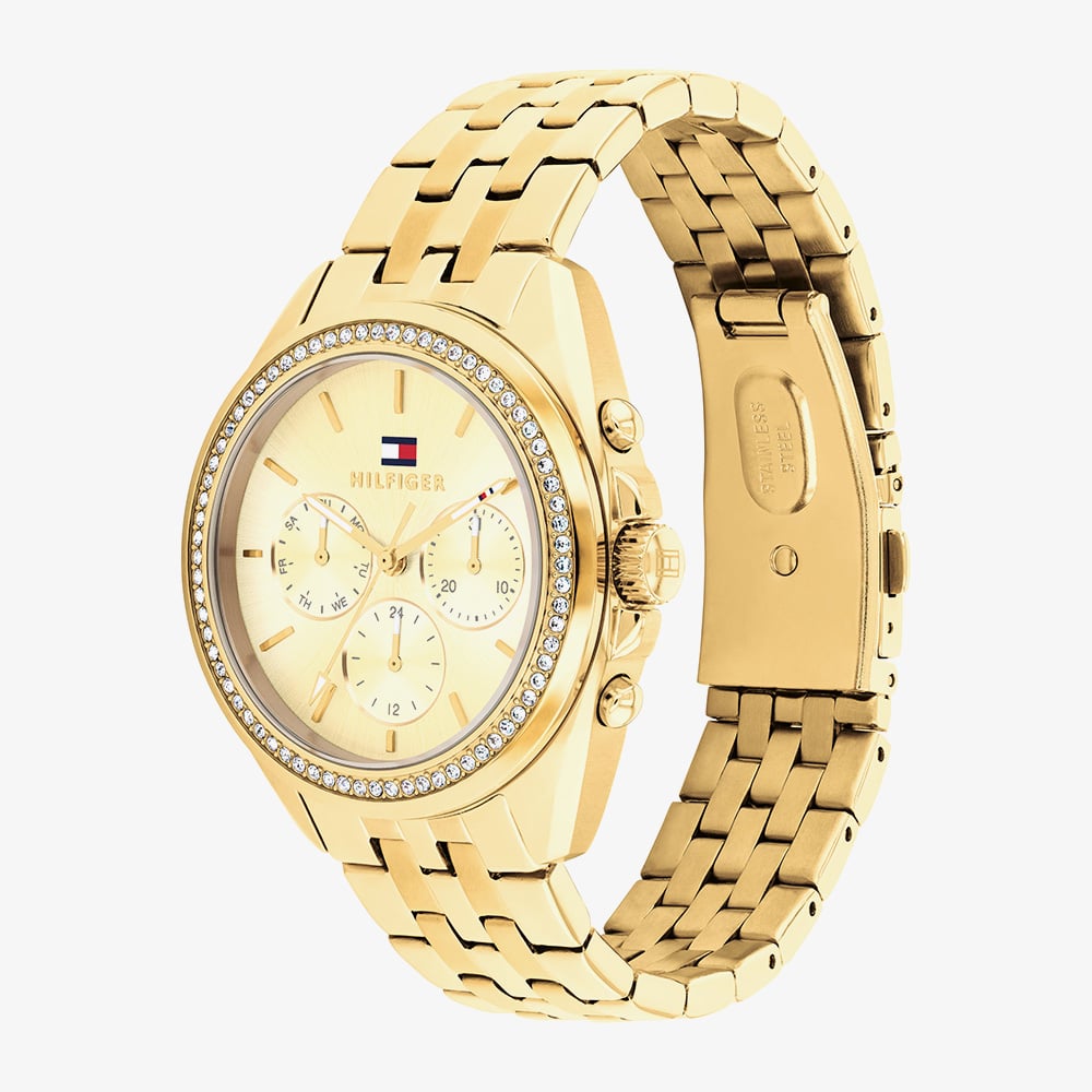 Tommy Hilfiger Ladies Mellie Gold Tone Stone Set Watch 1782803