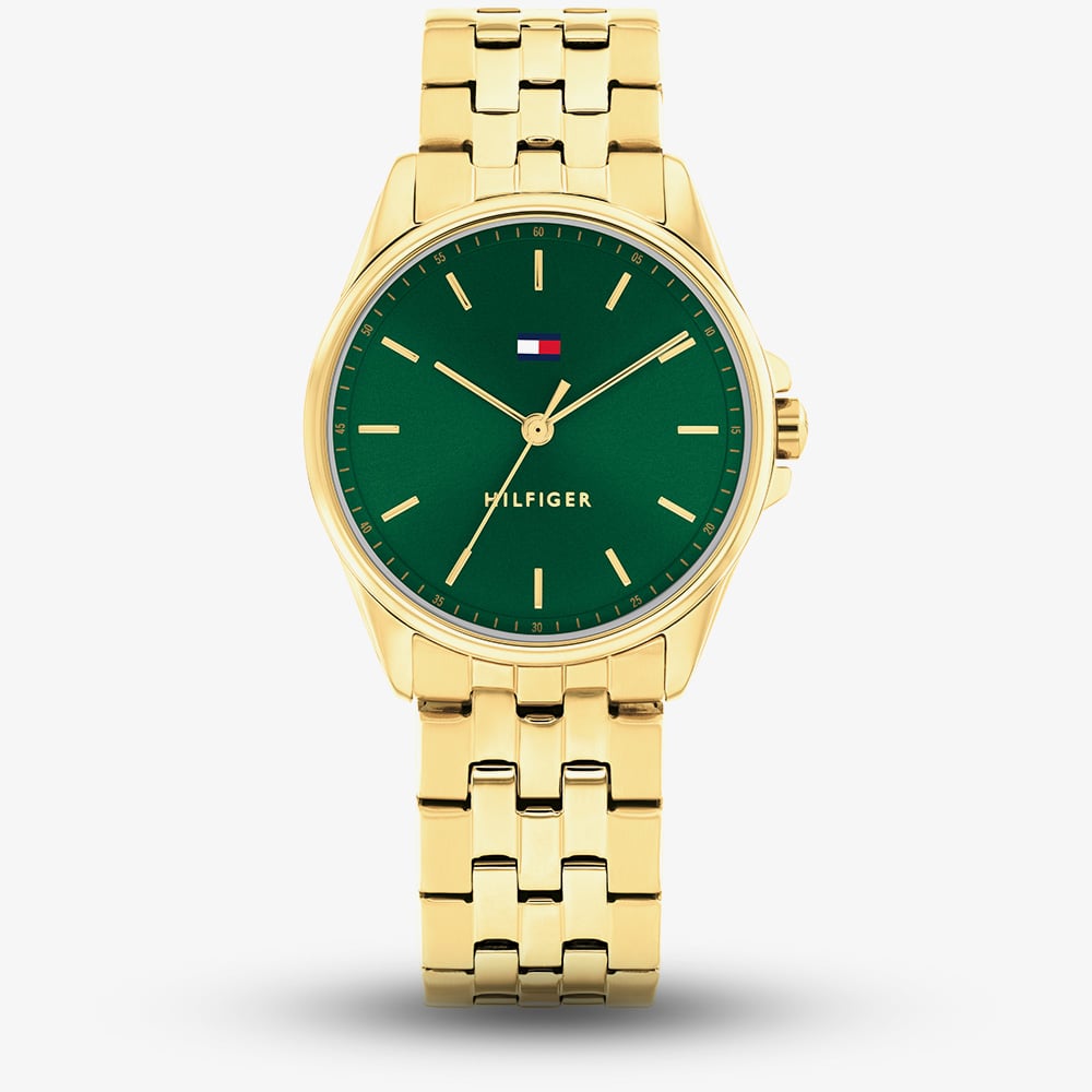 House of Watches - Tommy Hilfiger Ladies Jade Gold Tone Green Dial Watch 1782799
