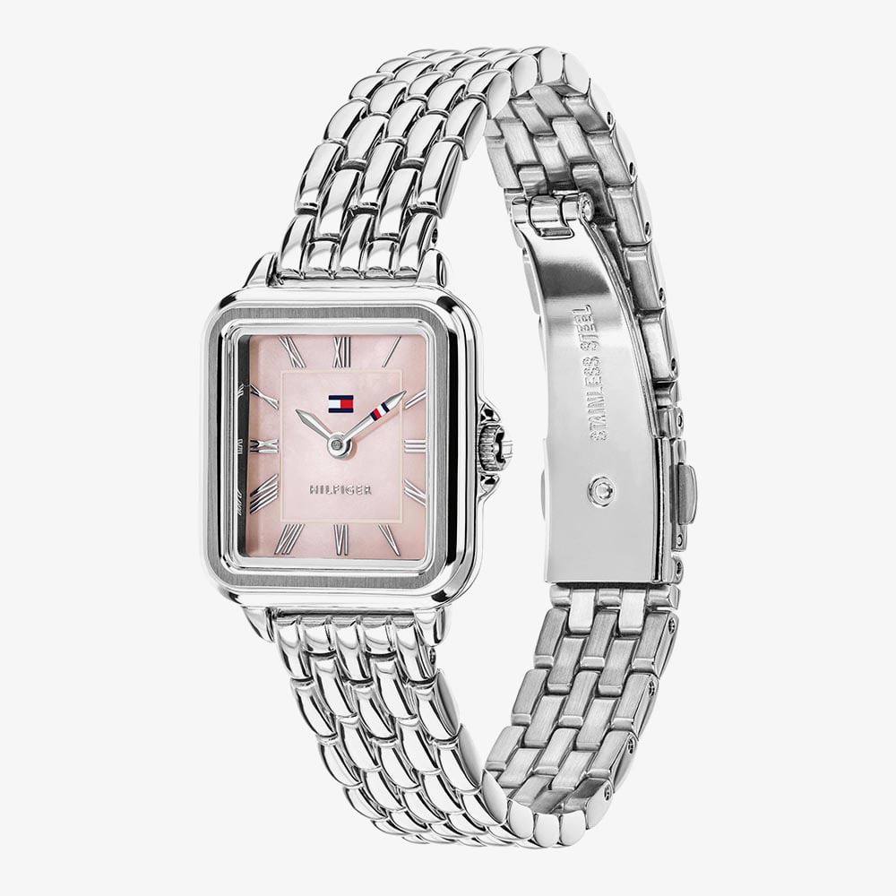 Tommy Hilfiger Ladies Mia Square Pink Mother of Pearl Dial Bracelet Watch 1782914