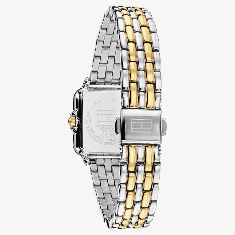 Tommy Hilfiger Ladies Mia Two Tone Square Silver Dial Bracelet Watch 1782915