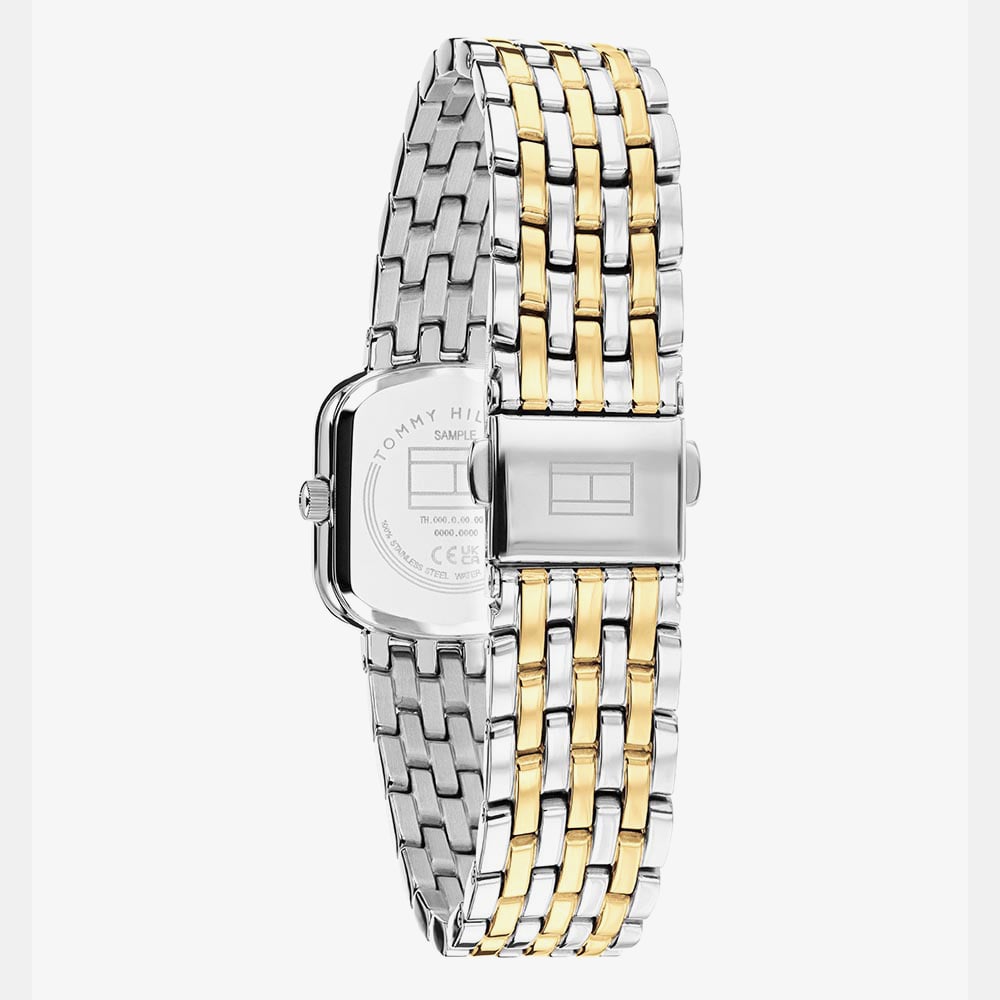 Tommy Hilfiger Ladies Abby Two Tone Square Silver Dial Bracelet Watch 1782922