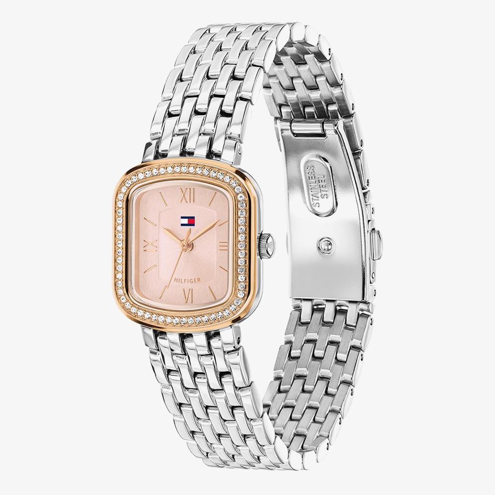 Tommy Hilfiger Ladies Abby Square Pink Dial Bracelet Watch 1782925