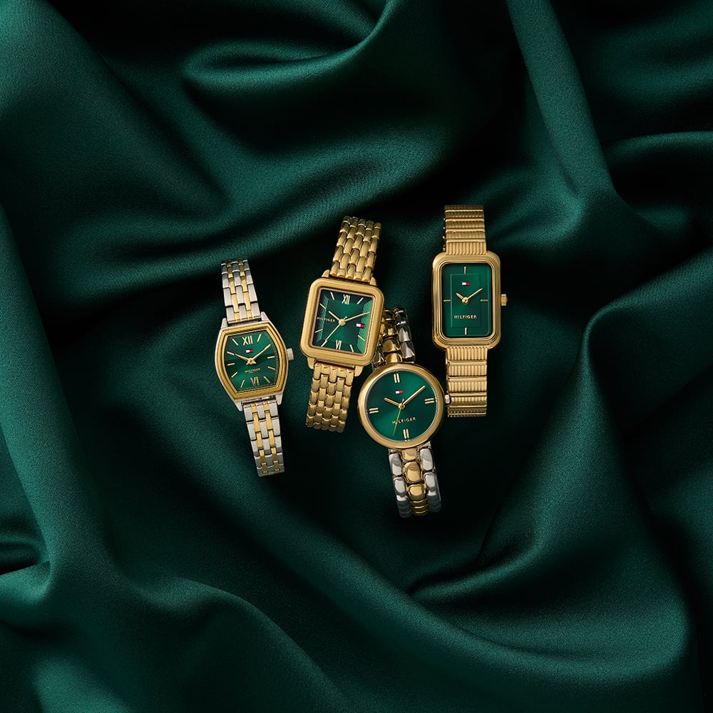 Tommy Hilfiger Ladies Annie Two Tone Green Dial Bracelet Watch 1782927