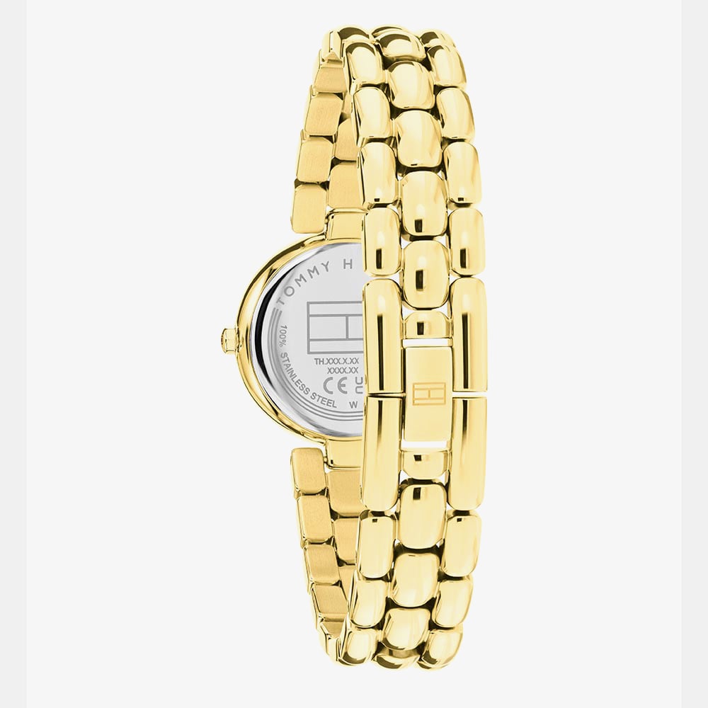 Tommy Hilfiger Ladies Annie Golden Silver Dial Bracelet Watch 1782928