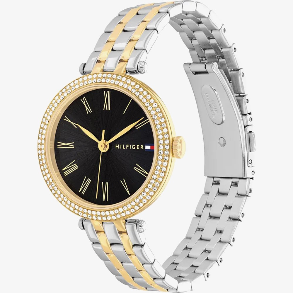 Tommy Hilfiger Ladies Natalie Black Dial Two Tone Bracelet Watch 1782720