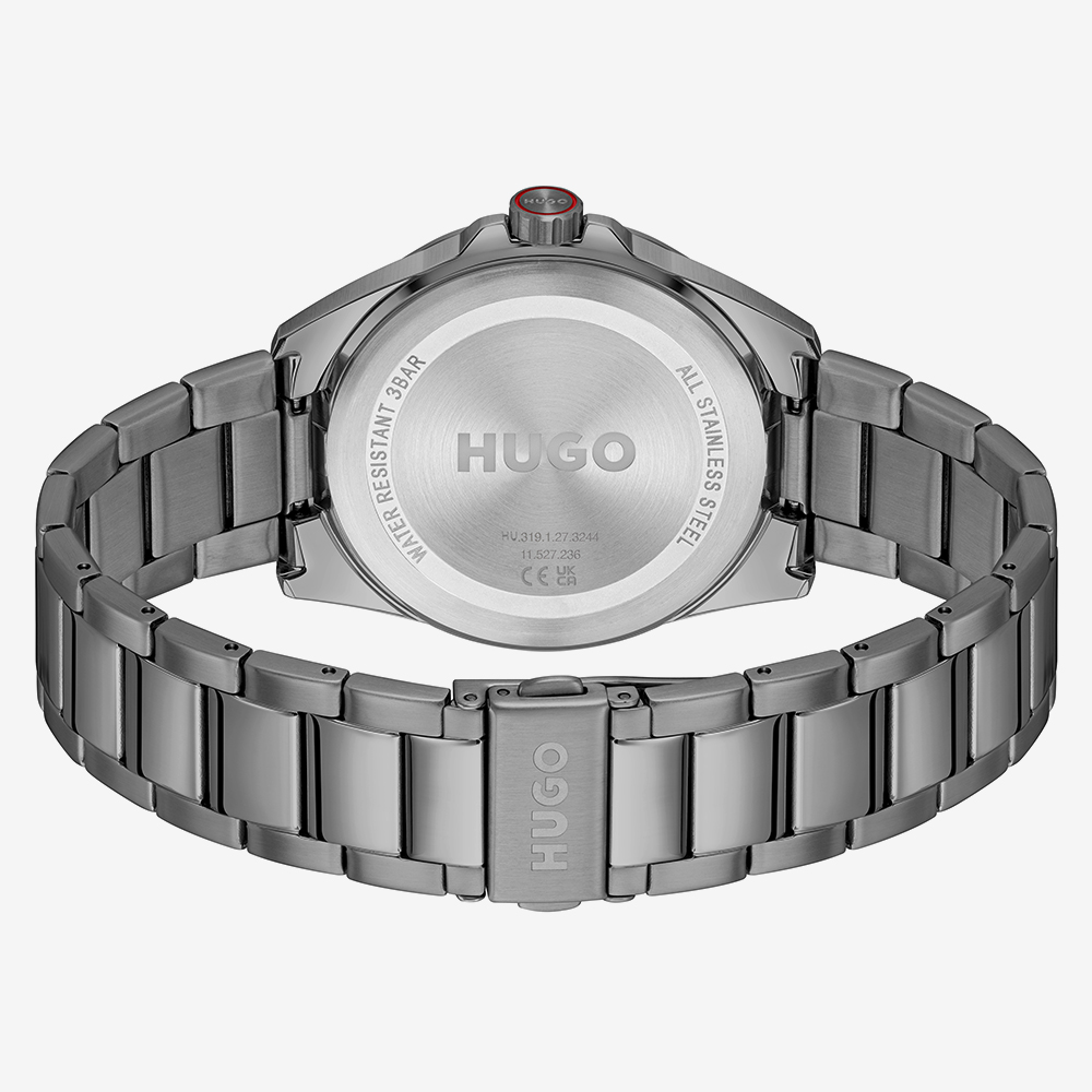 HUGO Mens #Seam Pink & Grey Bracelet Watch 1530454