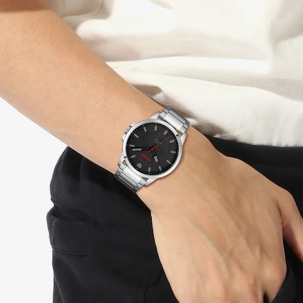 HUGO Mens #First Black Dial Bracelet Watch 1530246