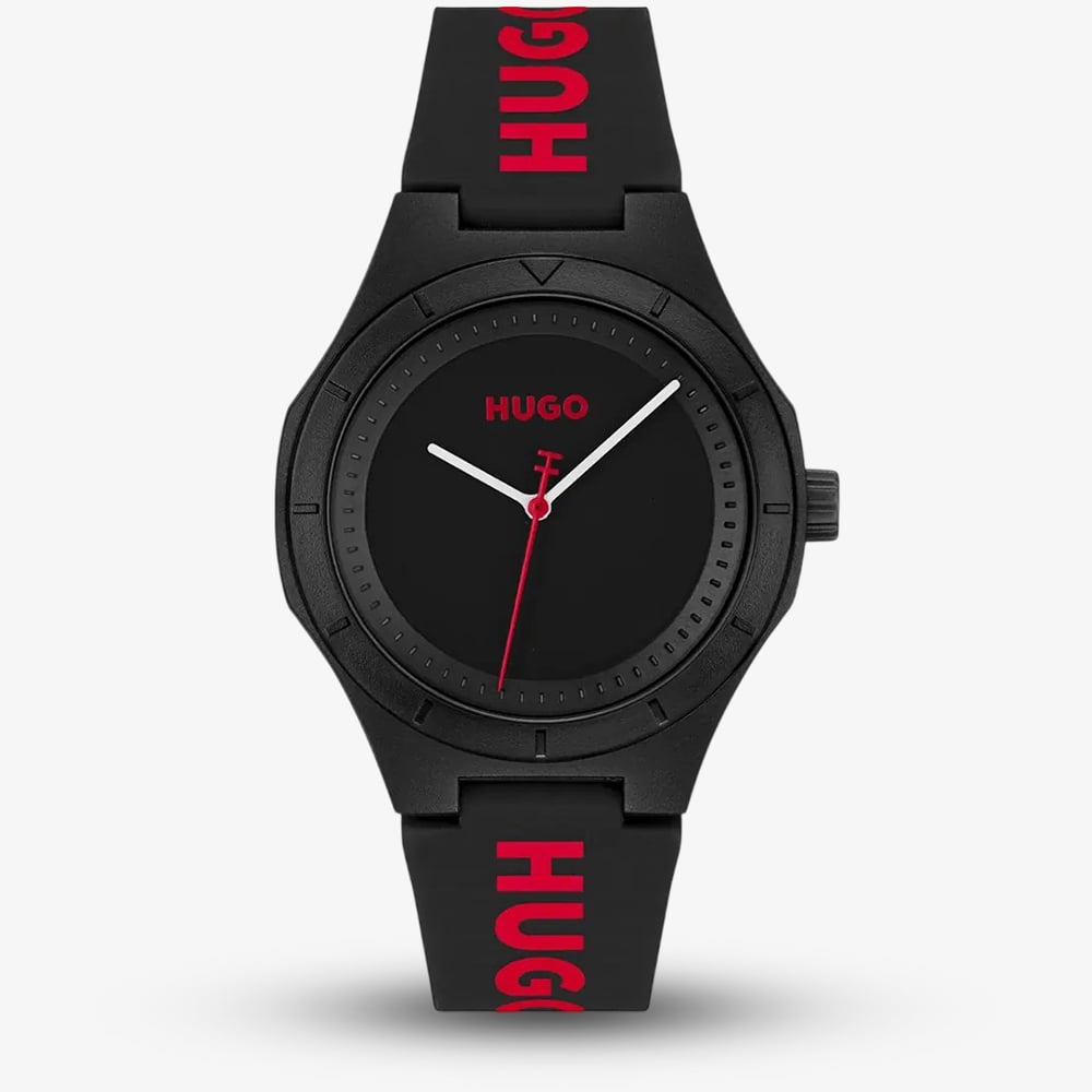 Hugo Men's Black Lit Silicone Watch - Image 4
