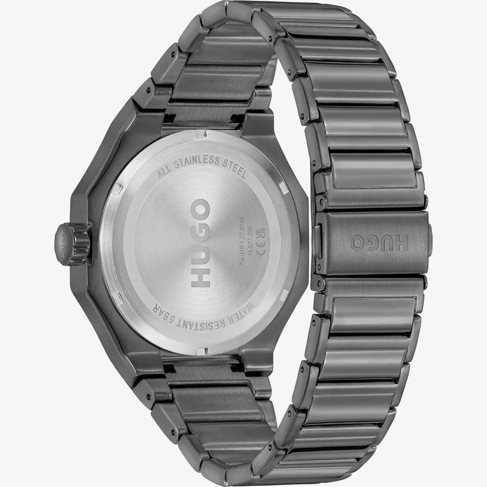 HUGO Mens #Grail Skeleton Dial Grey Bracelet Watch 1530378