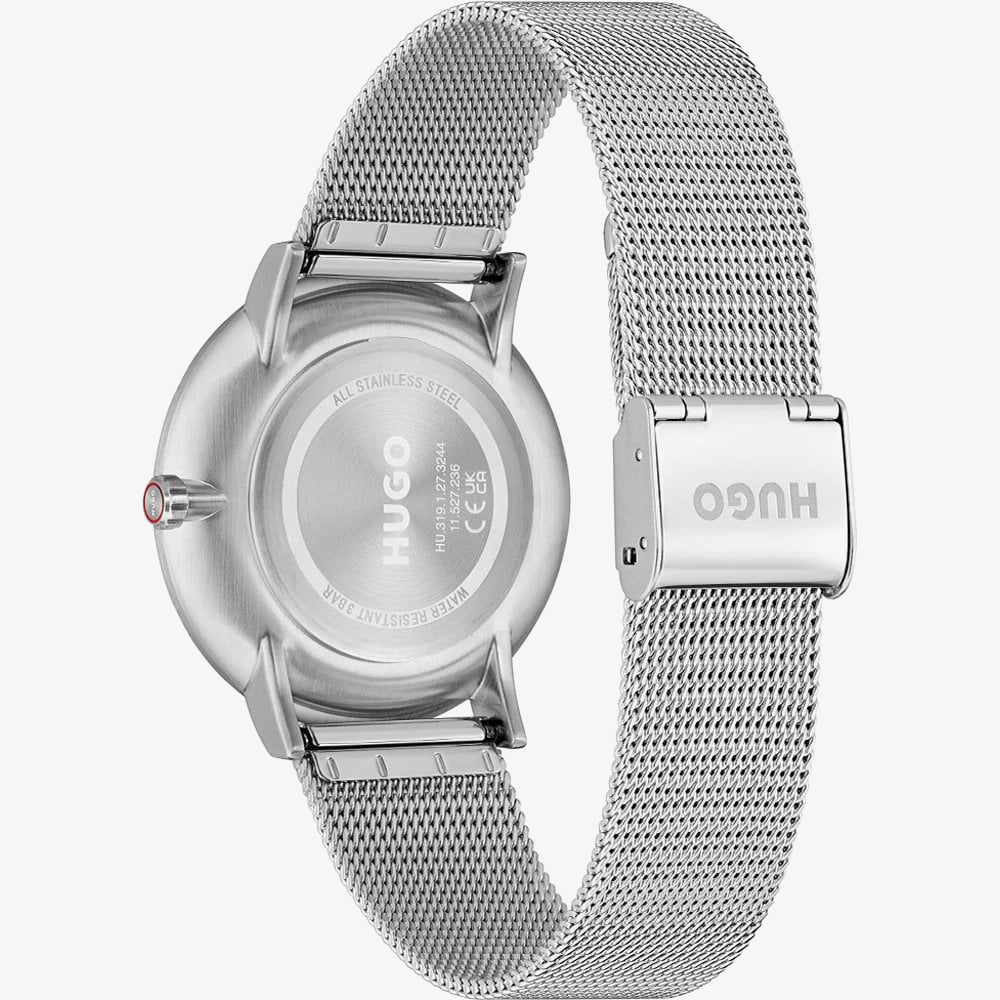 HUGO Mens #Style White Dial Mesh Bracelet Watch 1530456