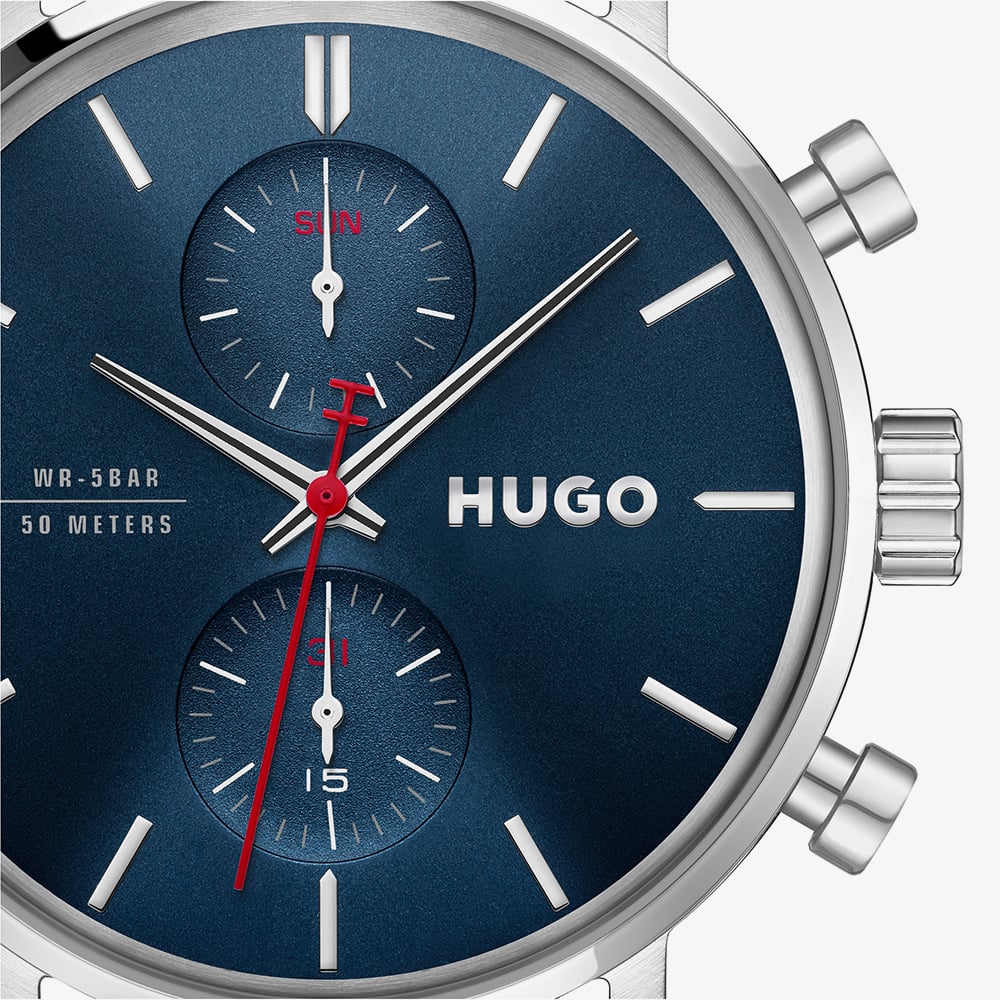 HUGO Mens #TakeOff Blue Dial Bracelet Watch 1530467