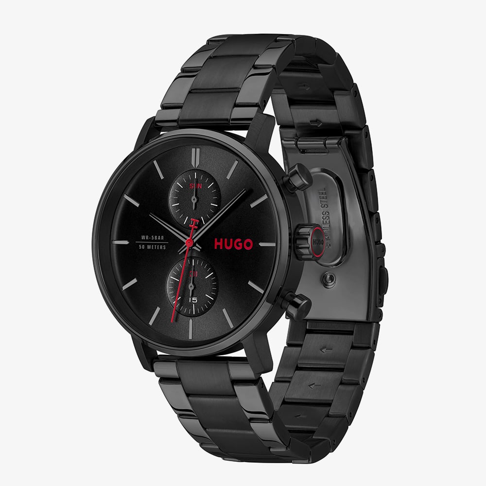 HUGO Mens #TakeOff Black Dial Bracelet Watch 1530468