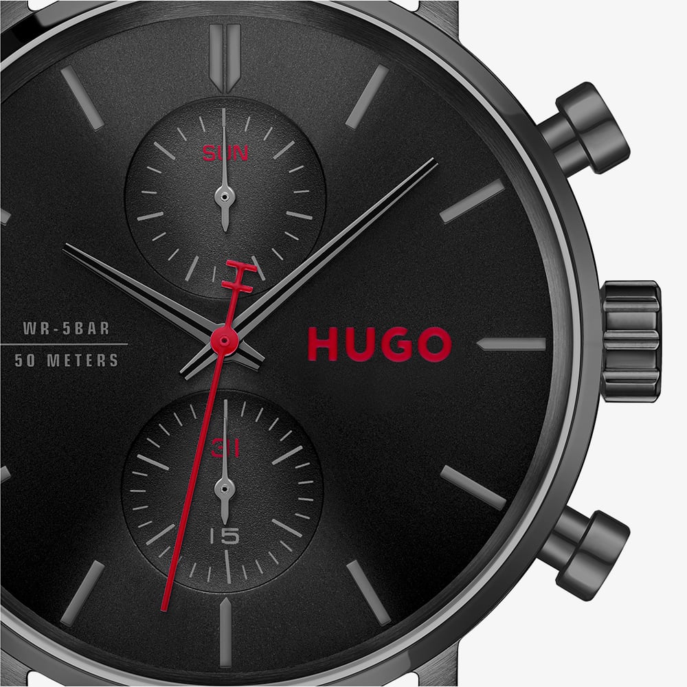 HUGO Mens #TakeOff Black Dial Bracelet Watch 1530468