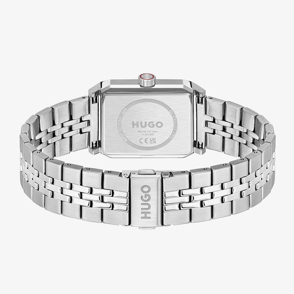 HUGO Mens #Steeze Rectangle Gold Dial Bracelet Watch 1530482