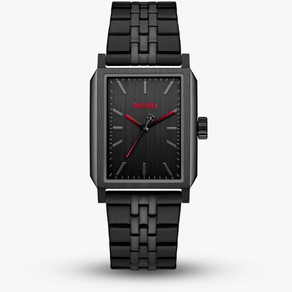 House of Watches - HUGO Mens #Steeze Rectangle Black Dial Bracelet Watch 1530483