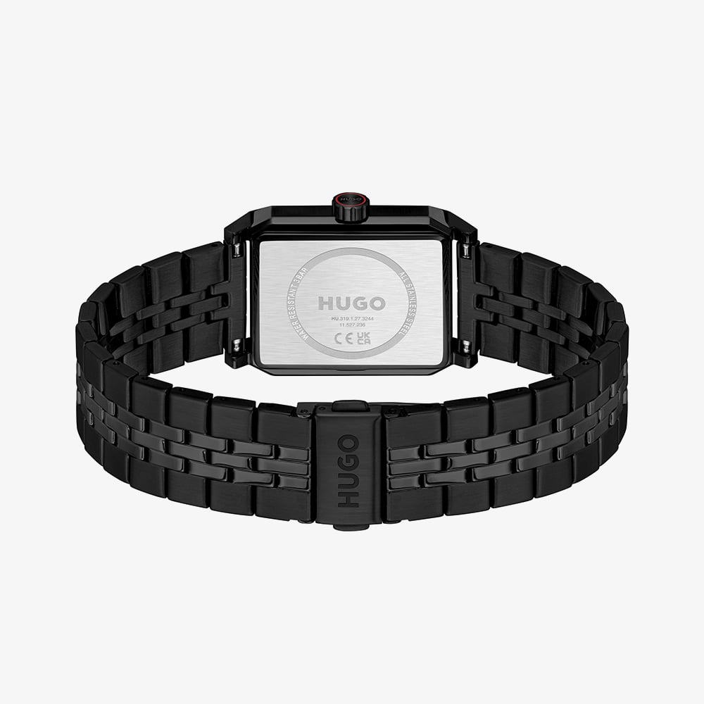 HUGO Mens #Steeze Rectangle Black Dial Bracelet Watch 1530483