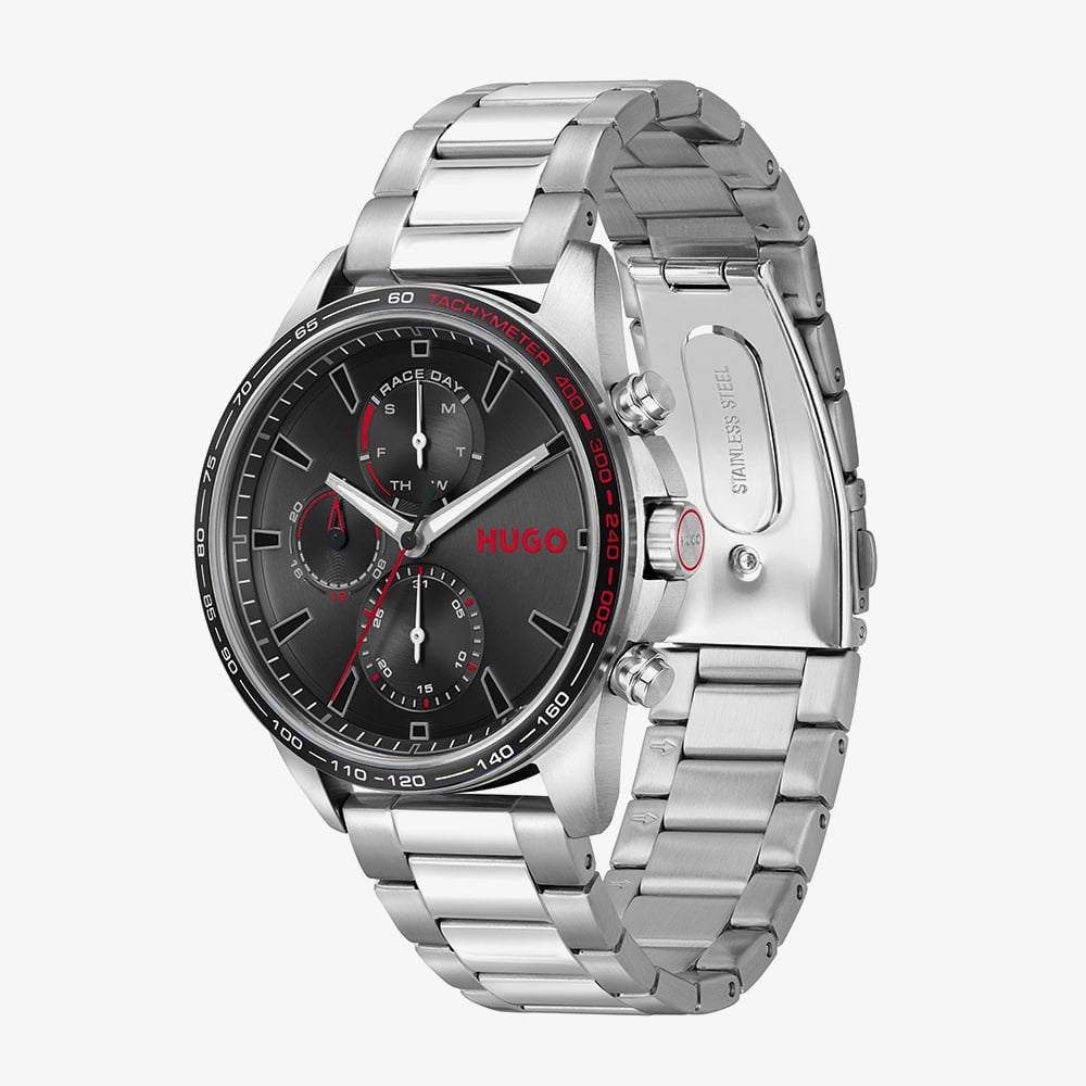 HUGO Mens #Drift Black Dial Bracelet Watch 1530478
