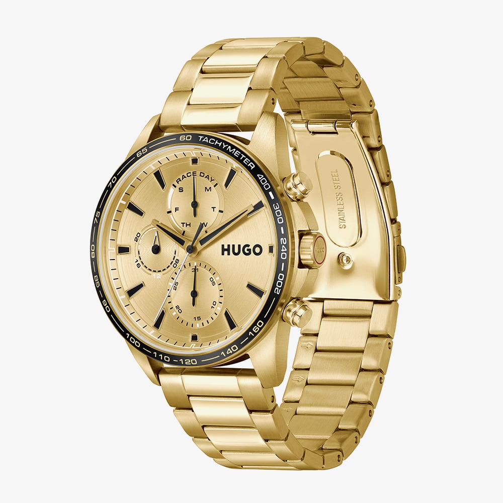 HUGO Mens #Drift Golden Dial Bracelet Watch 1530479