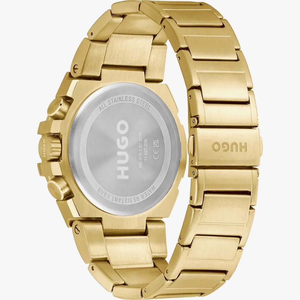 HUGO Mens #Wild Grey Dial Golden Bracelet Watch 1530338