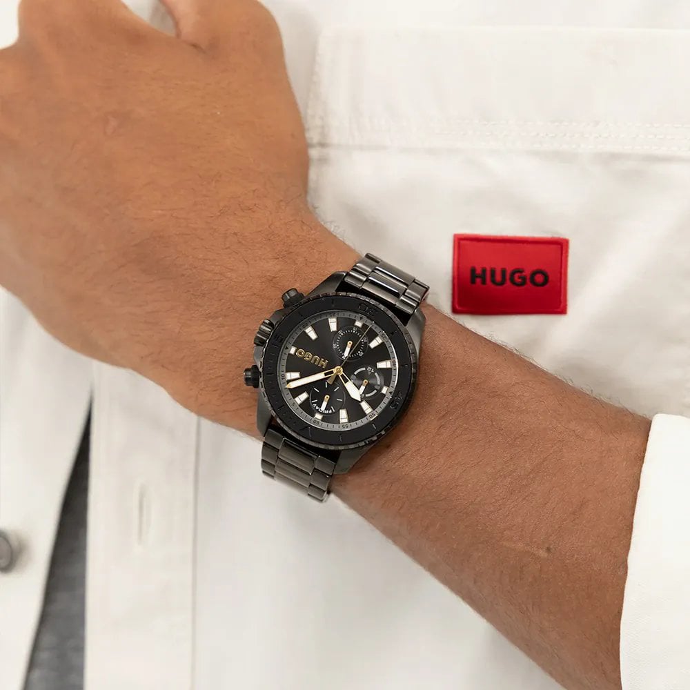 HUGO Mens #Dive Black Dial Bracelet Watch 1530431