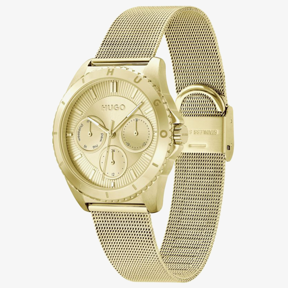 HUGO #Dance Multifunction Gold Mesh Watch 1540159
