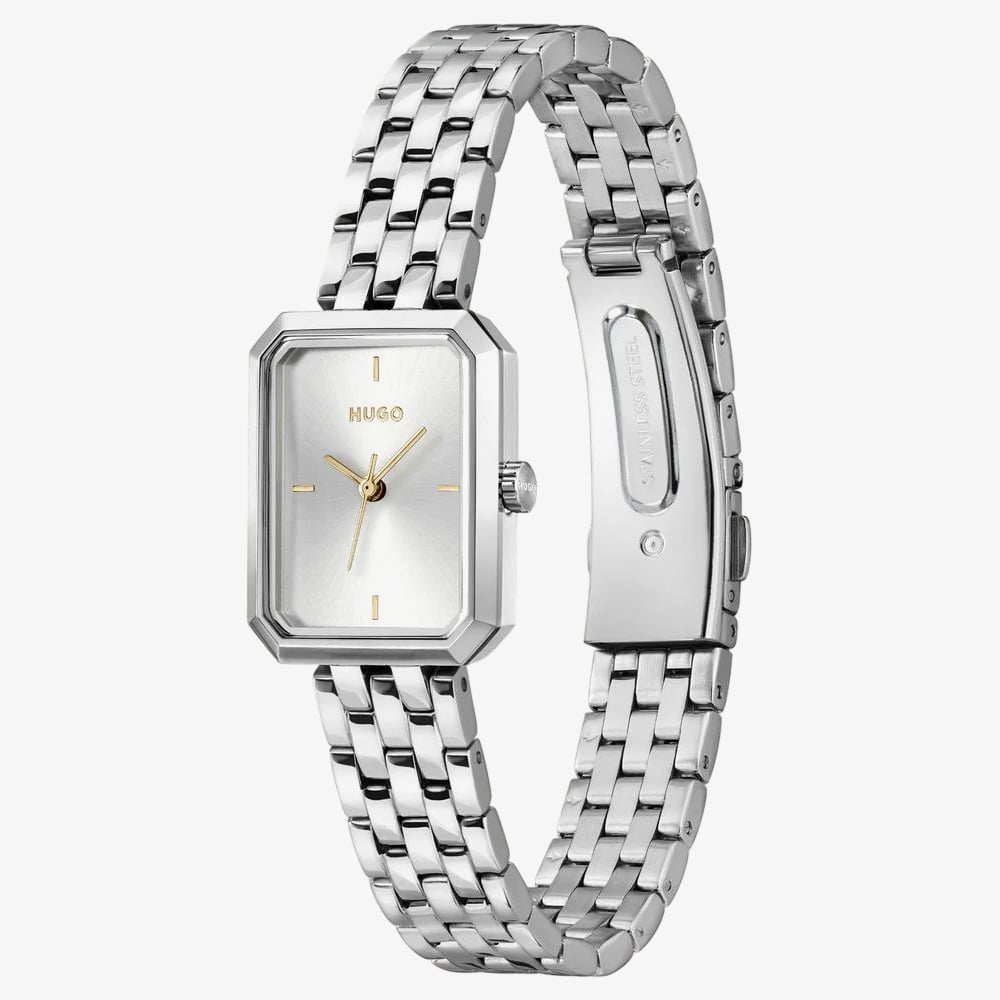 HUGO Ladies #Cosy Rectangle Silver Dial Bracelet Watch 1540178
