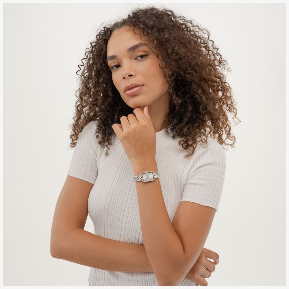 HUGO Ladies #Cosy Rectangle Silver Dial Bracelet Watch 1540178