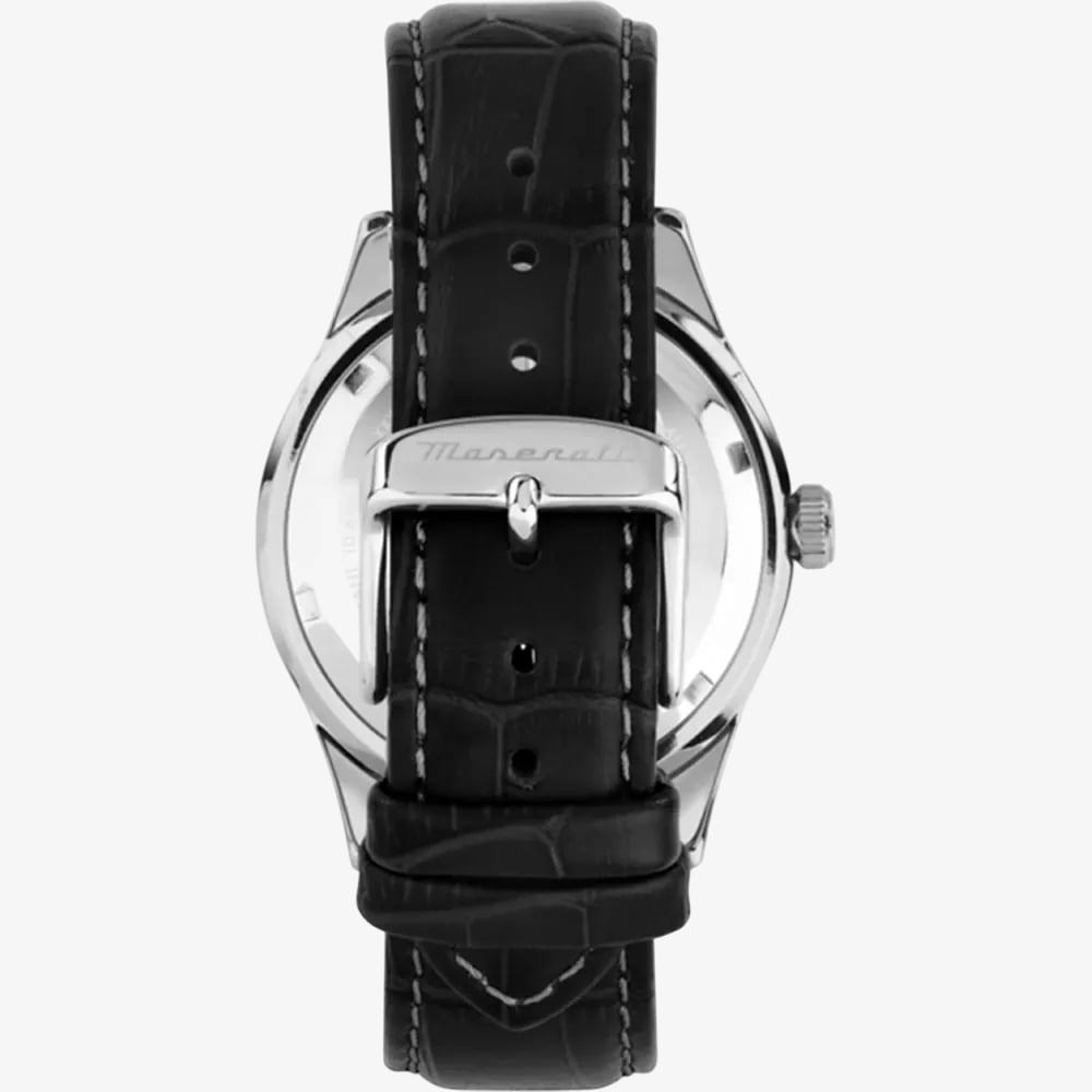 Maserati Mens Sorpasso Black Leather Strap Watch MR8851124003