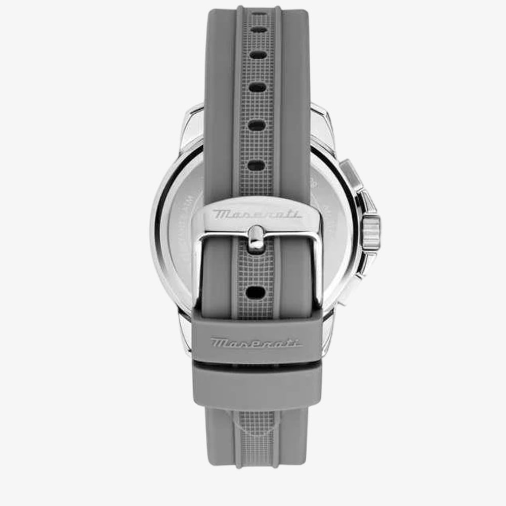 Maserati Mens Successo Grey Chronograph Rubber Strap Watch MSR8871621043