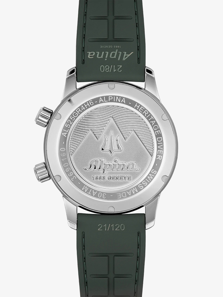 ALPINA Mens Seastrong Green Rubber Strap Watch AL-520GR4H6