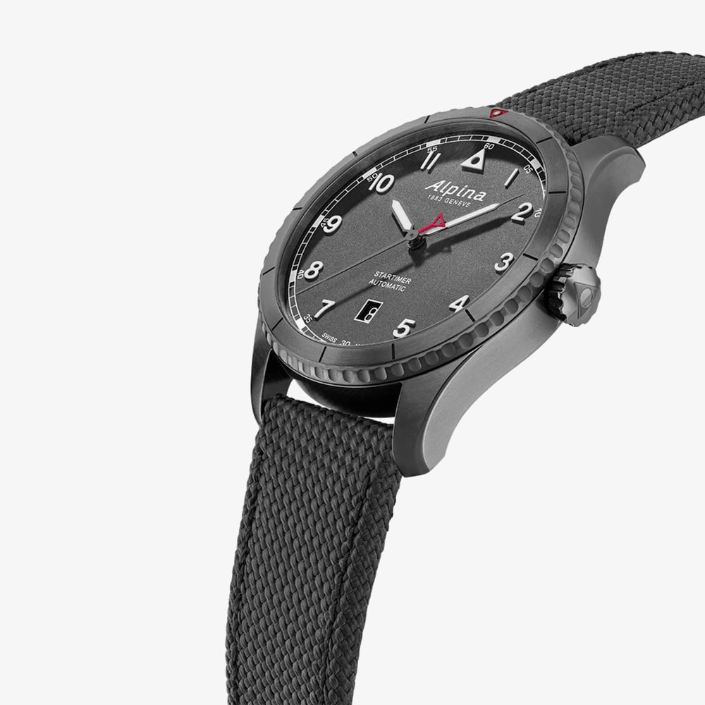 Alpina Mens Startimer Pilot Automatic Grey Strap Watch AL-525G4TS26