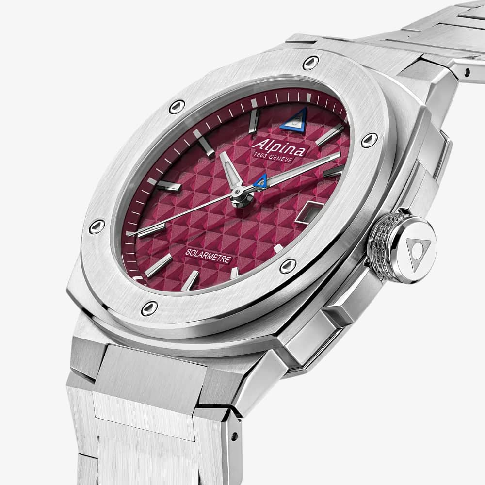 Alpina Mens Alpiner Extreme Solarmetre Red Dial Bracelet Watch AL-140BRG3AE6B