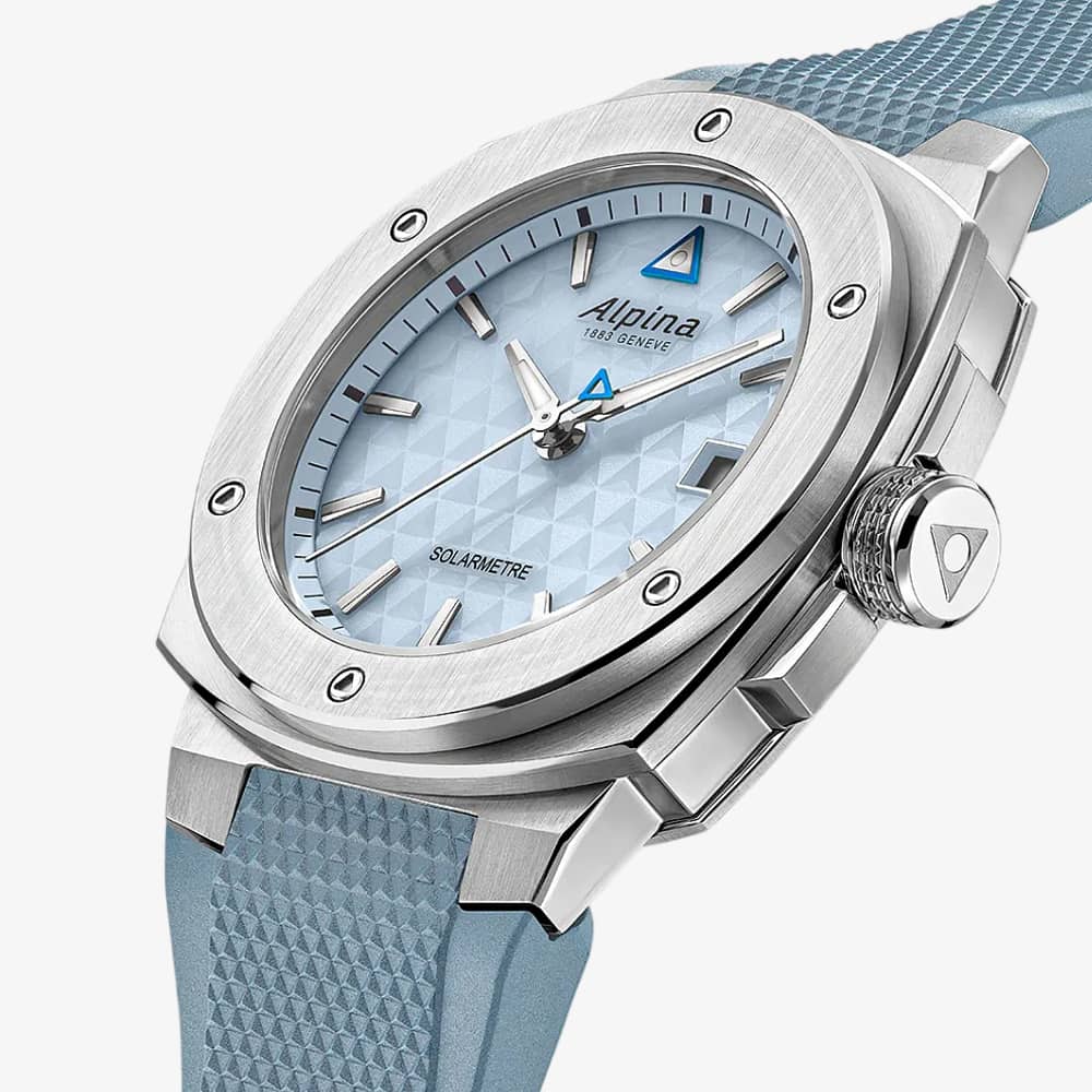 Alpina Mens Alipiner Extreme Solarmetre Blue Dial Rubber Strap Watch AL-140LN3AE6