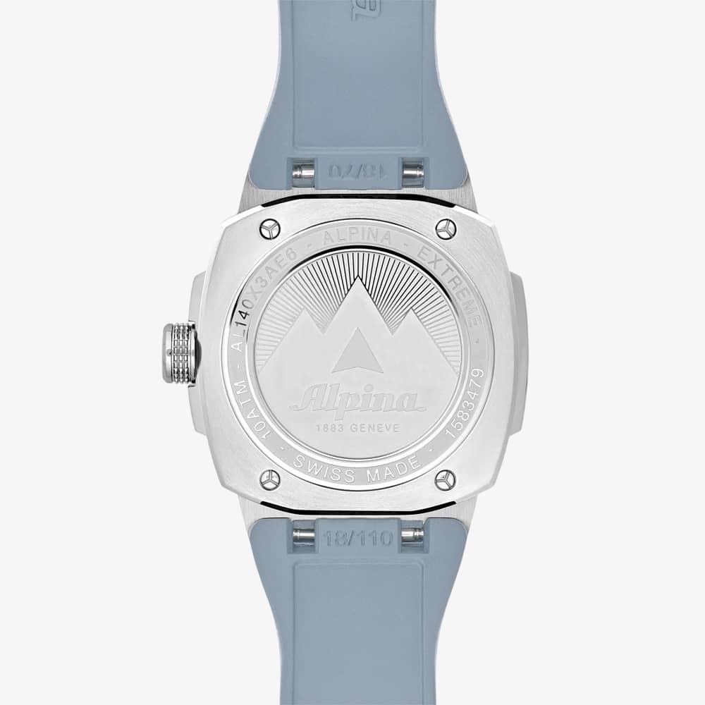 Alpina Mens Alipiner Extreme Solarmetre Blue Dial Rubber Strap Watch AL-140LN3AE6