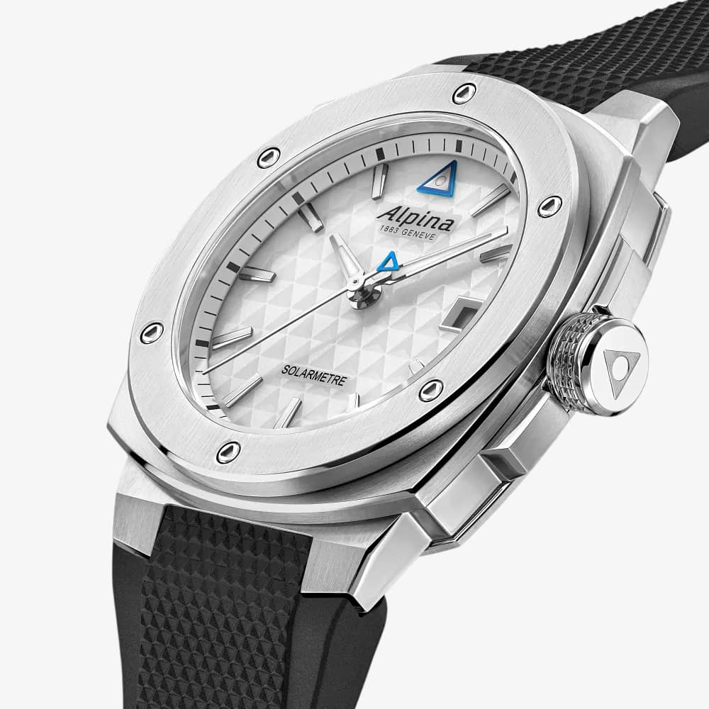 Alpina Mens Alpiner Extreme Solarmetre White Dial Rubber Strap Watch AL-140W3AE6