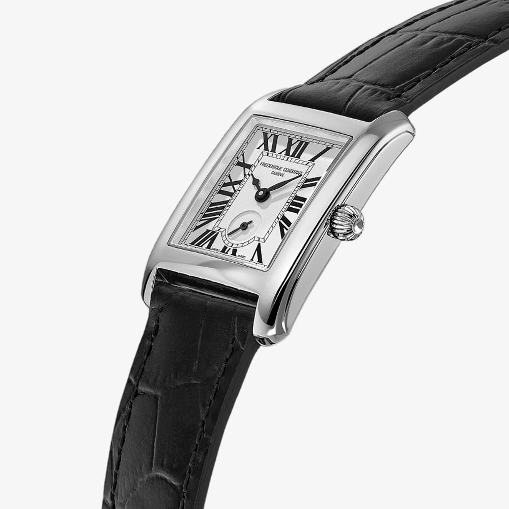 Frederique Constant Unisex Carree Small Seconds Black Leather Strap Watch FC-235S2C6