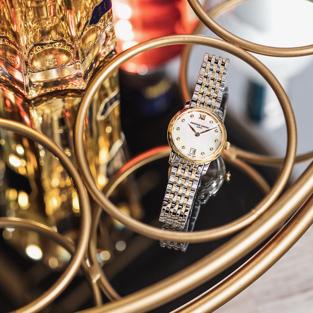 Frederique Constant Ladies Slimline Two-Tone Mother Of Pearl Dial Watch FC-220MPWD1S23B