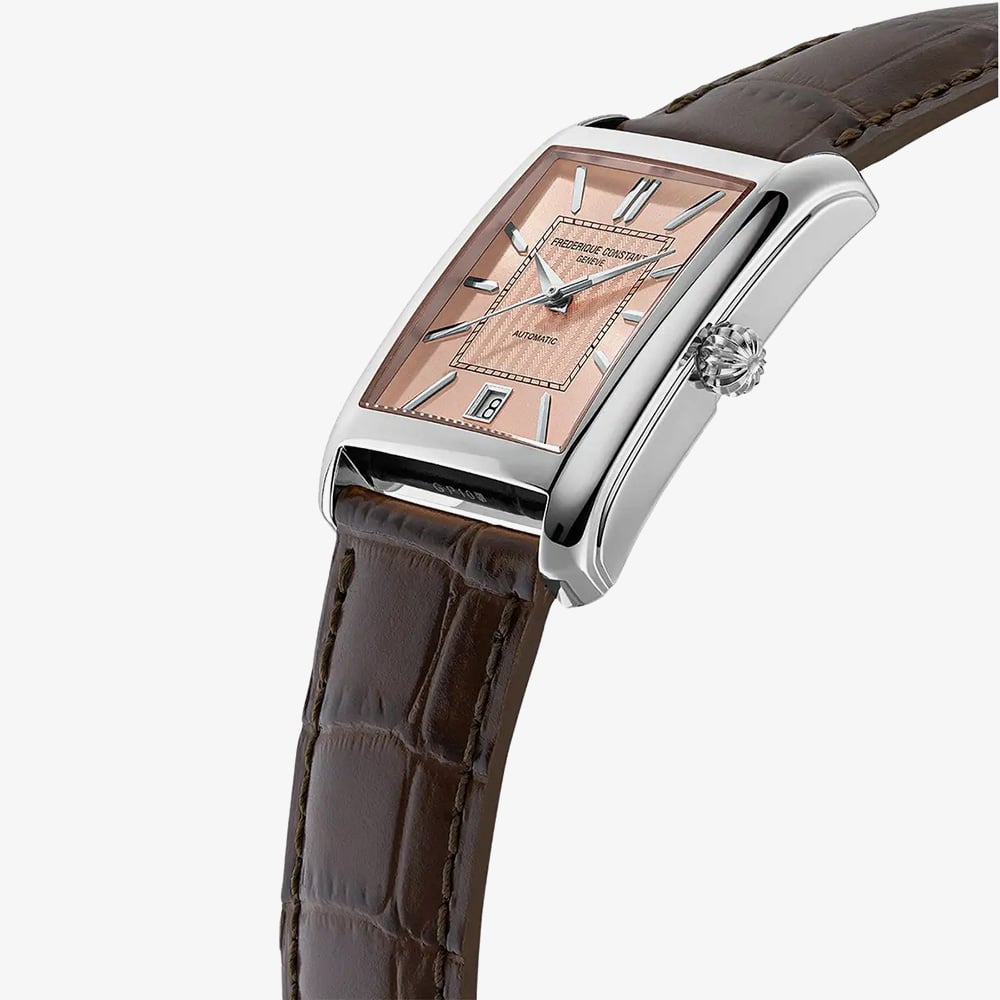 Frederique Constant Mens Carree Automatic Brown Leather Strap Watch FC-303SAL4C6