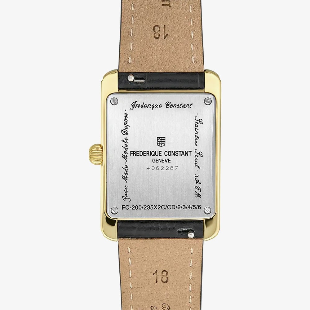 Frederique Constant Mens Carree Small Seconds Black Leather Strap Watch FC-235S2C5