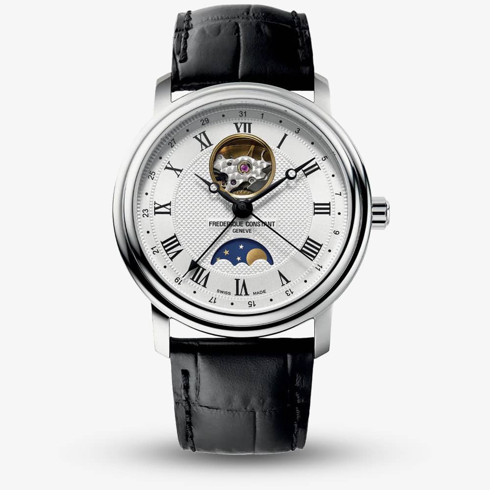 House of Watches - Frederique Constant Mens Heartbeat Moonphase White Dial Watch FC-335MC4P6