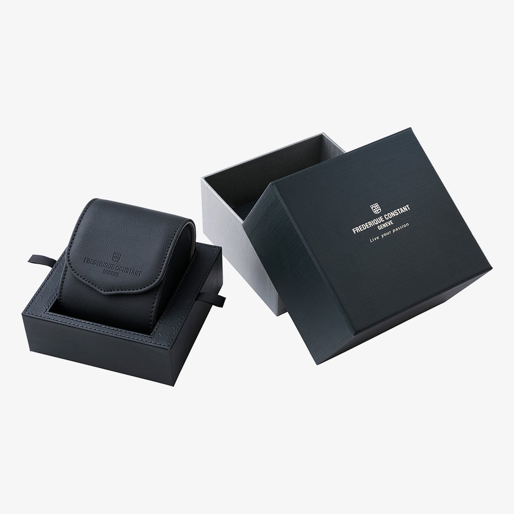 Frederique Constant Mens Classic Worldtimer Blue Leather Strap Watch FC-718NWM4H6