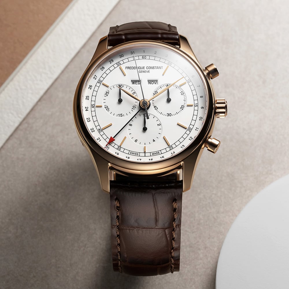 Frederique Constant Mens Classic Quartz Chronograph Triple Calendar Watch FC-296SW5B4