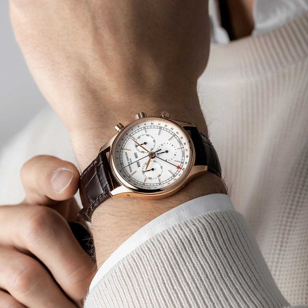 Frederique Constant Mens Classic Quartz Chronograph Triple Calendar Watch FC-296SW5B4