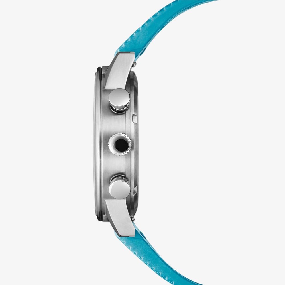 Swiss Military Mens Minimalist Chronograph Light Blue Dial Rubber Strap Watch SM34114.15