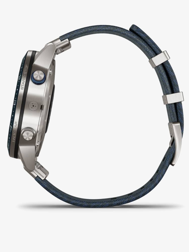  Garmin Mens Marq Captain Titanium Blue Fabric Strap Smartwatch 010-02006-07 