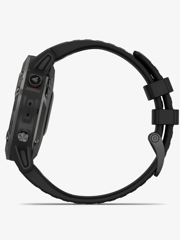 Garmin Unisex Fenix 6 Sapphire Edition Stainless Steel Black Rubber Strap Watch 010-02158-11 